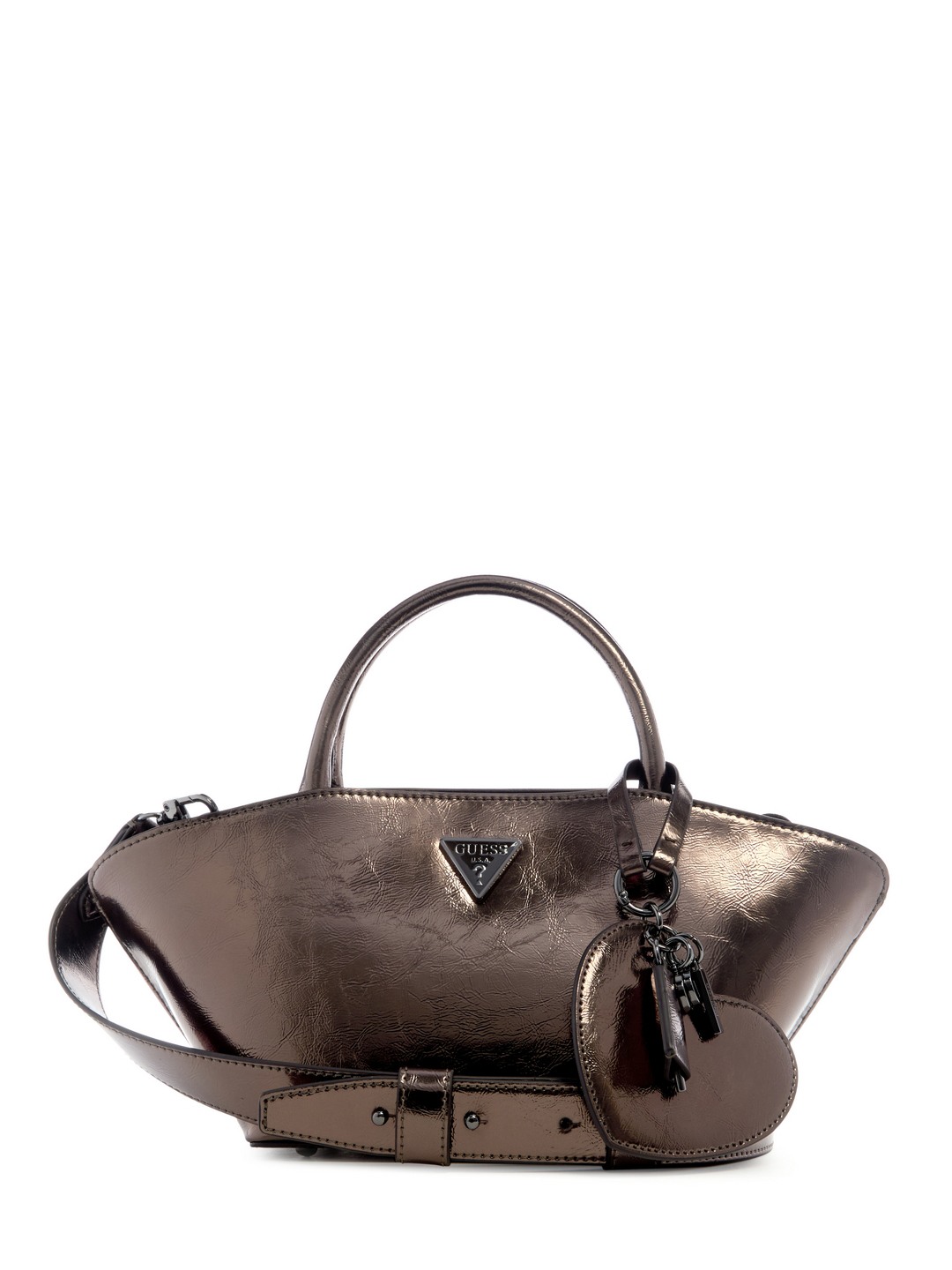 Pewter Textured Bolena Mini Satchel Bag