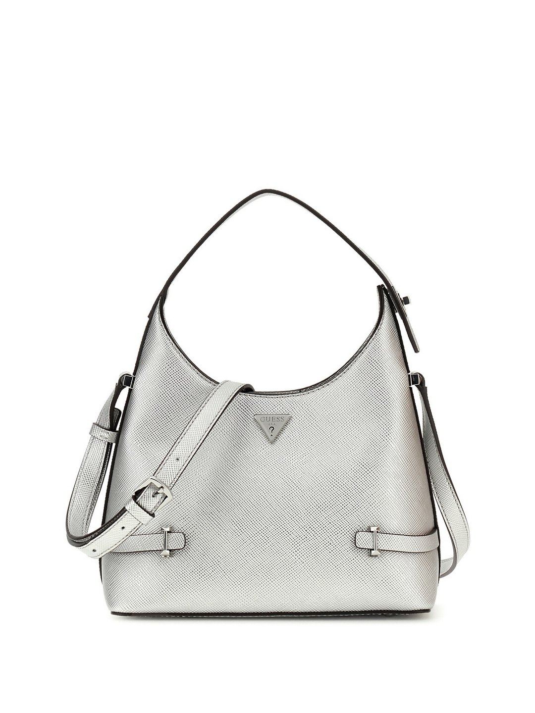 Guess Silver Solid Rosalba Small Hobo Bag