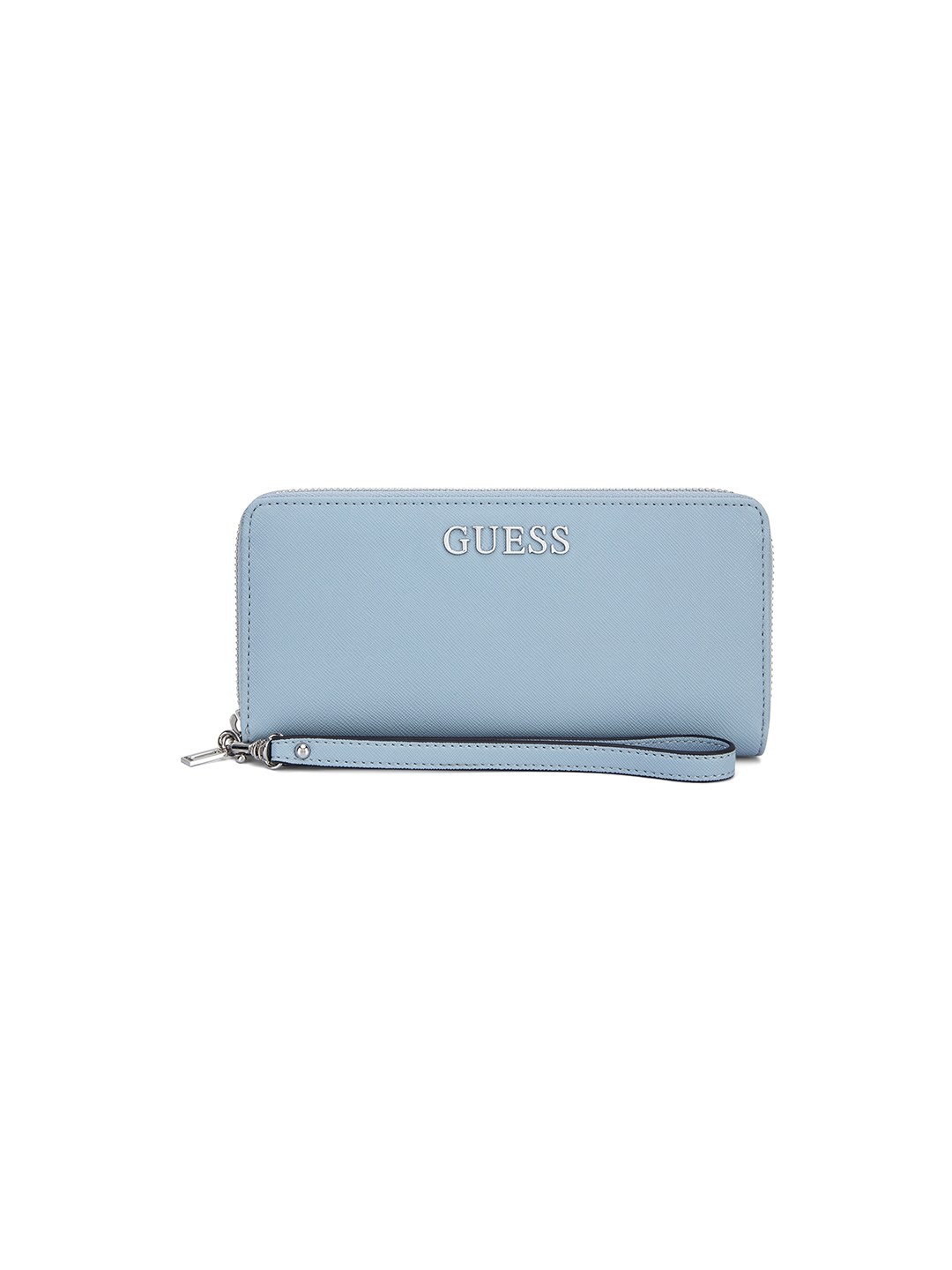 Blue Solid Abbas Large Zip-Around Wallet