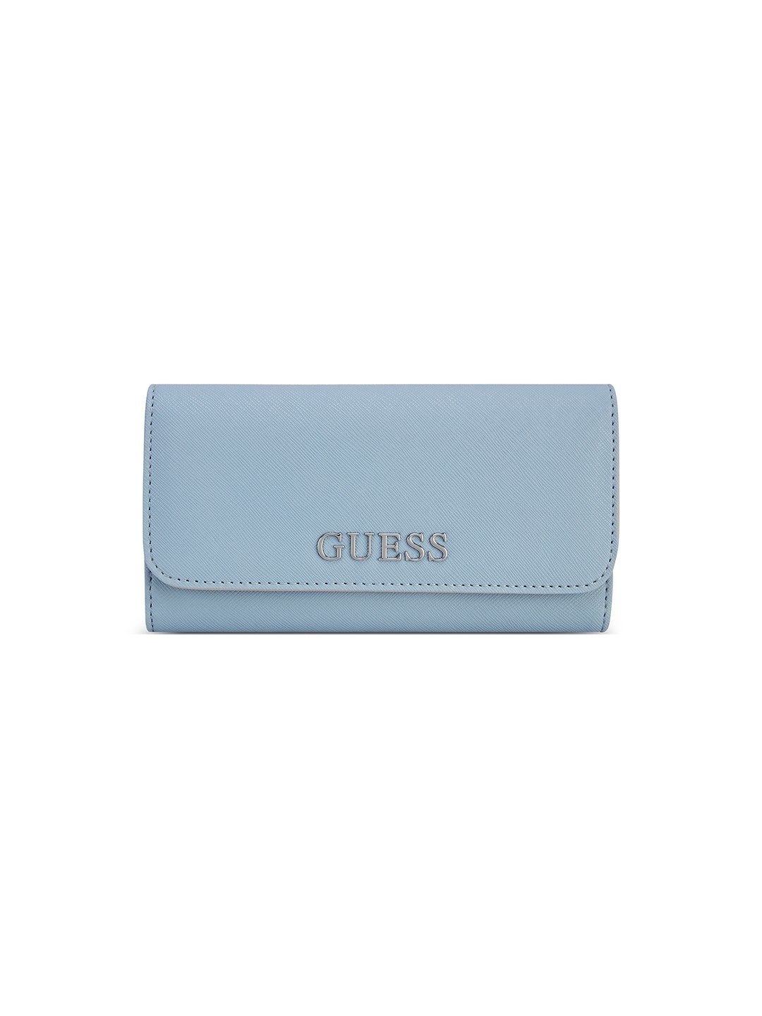 Blue Solid Abbas Slim Trifold Wallet