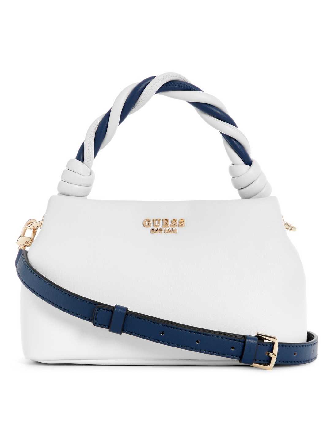 White Solid Polyurethane Cruise Vibe Top Handle Crossbody Bag