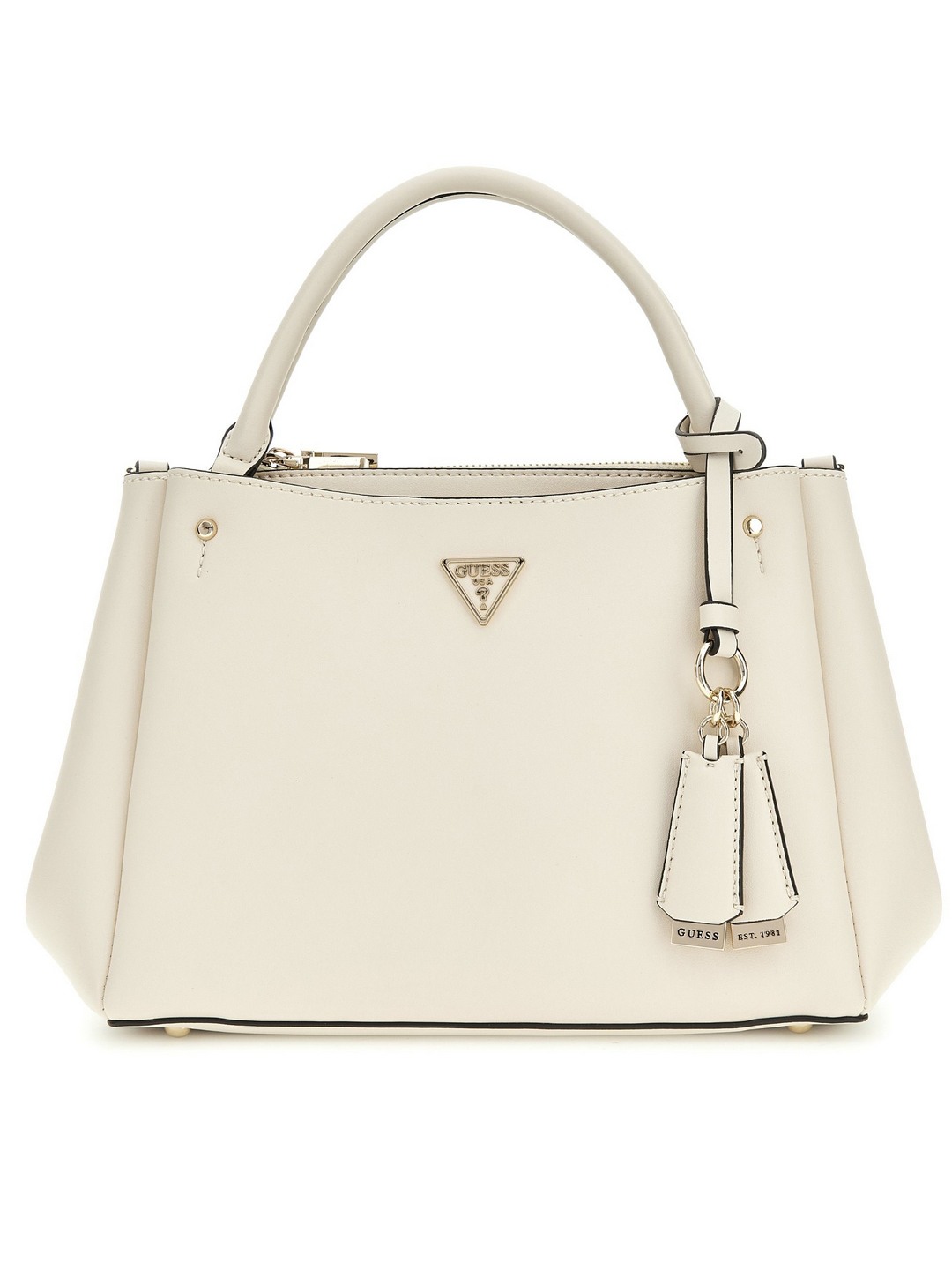 Guess Off White Solid Talent Multi Comp Satchel Bag