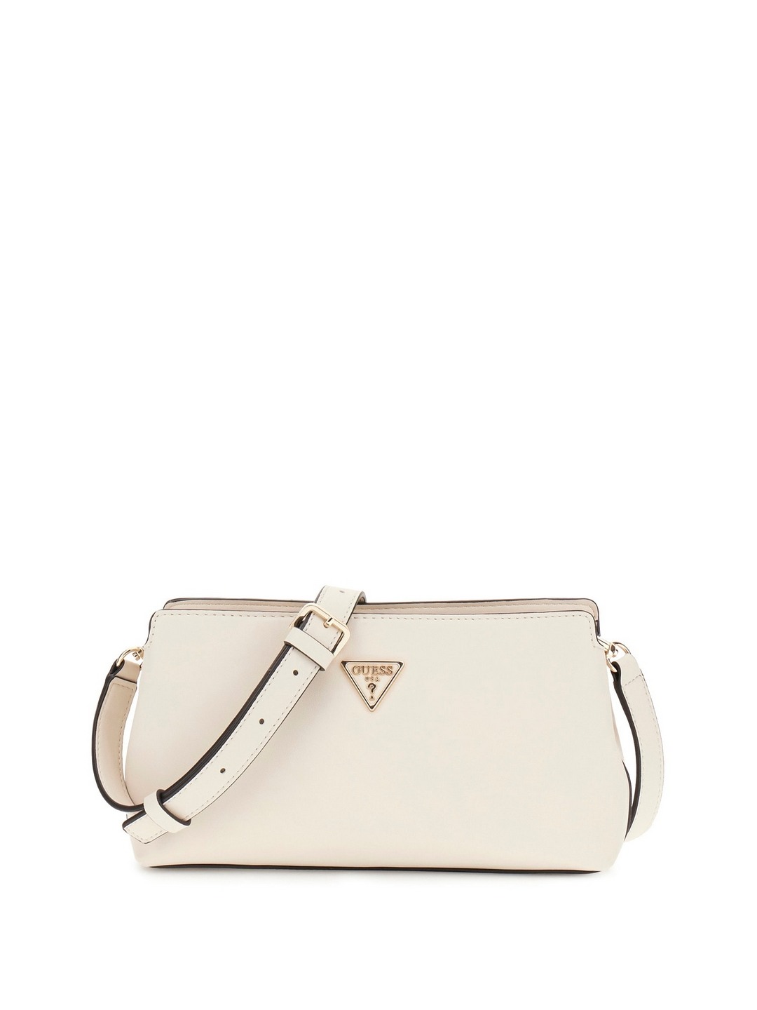 Guess Off White Solid Talent Top Zip Crossbody Bag