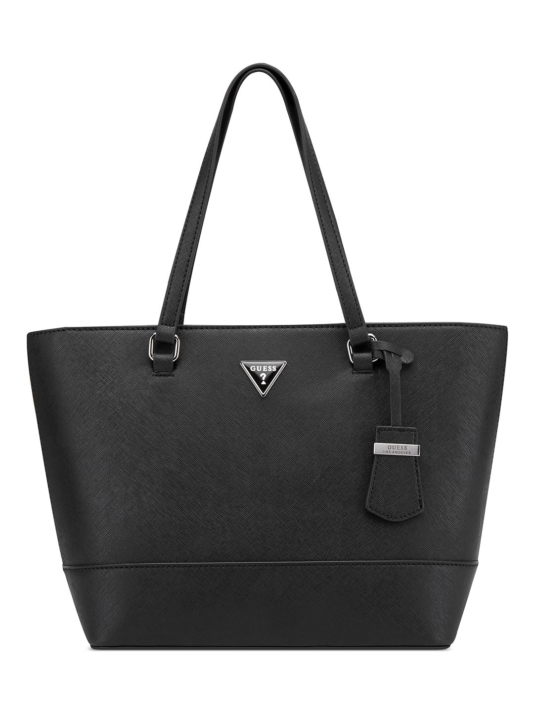 Black Solid Zipper Viviette Carryall Tote Bag
