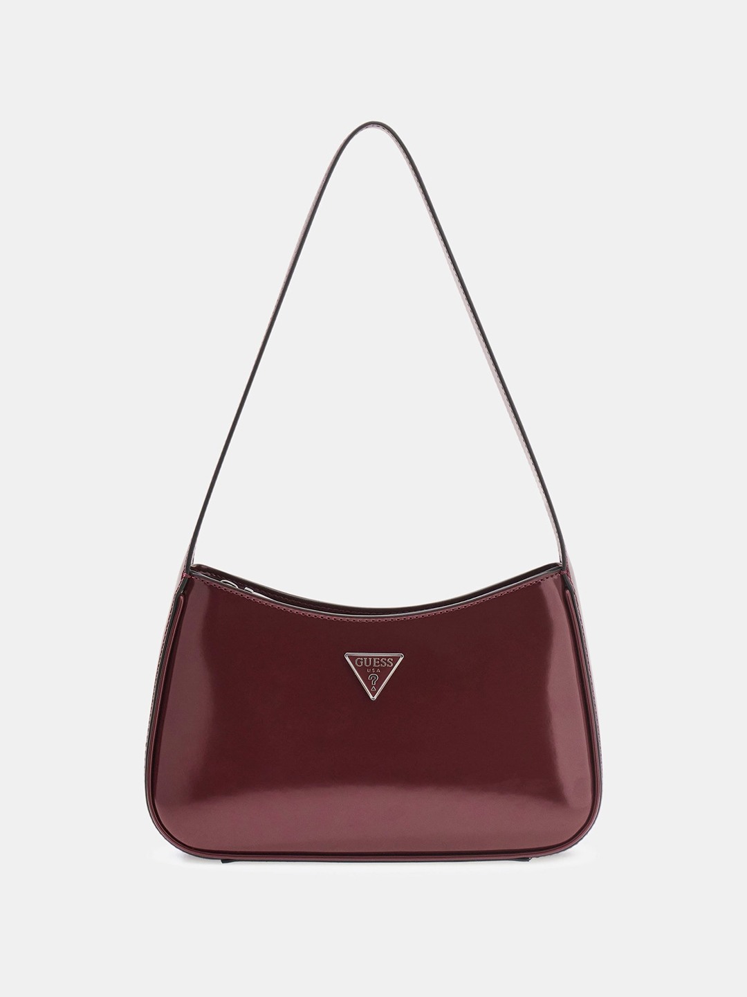 Burgundy Solid Zipper Arnela Top Zip Shoulder Bag