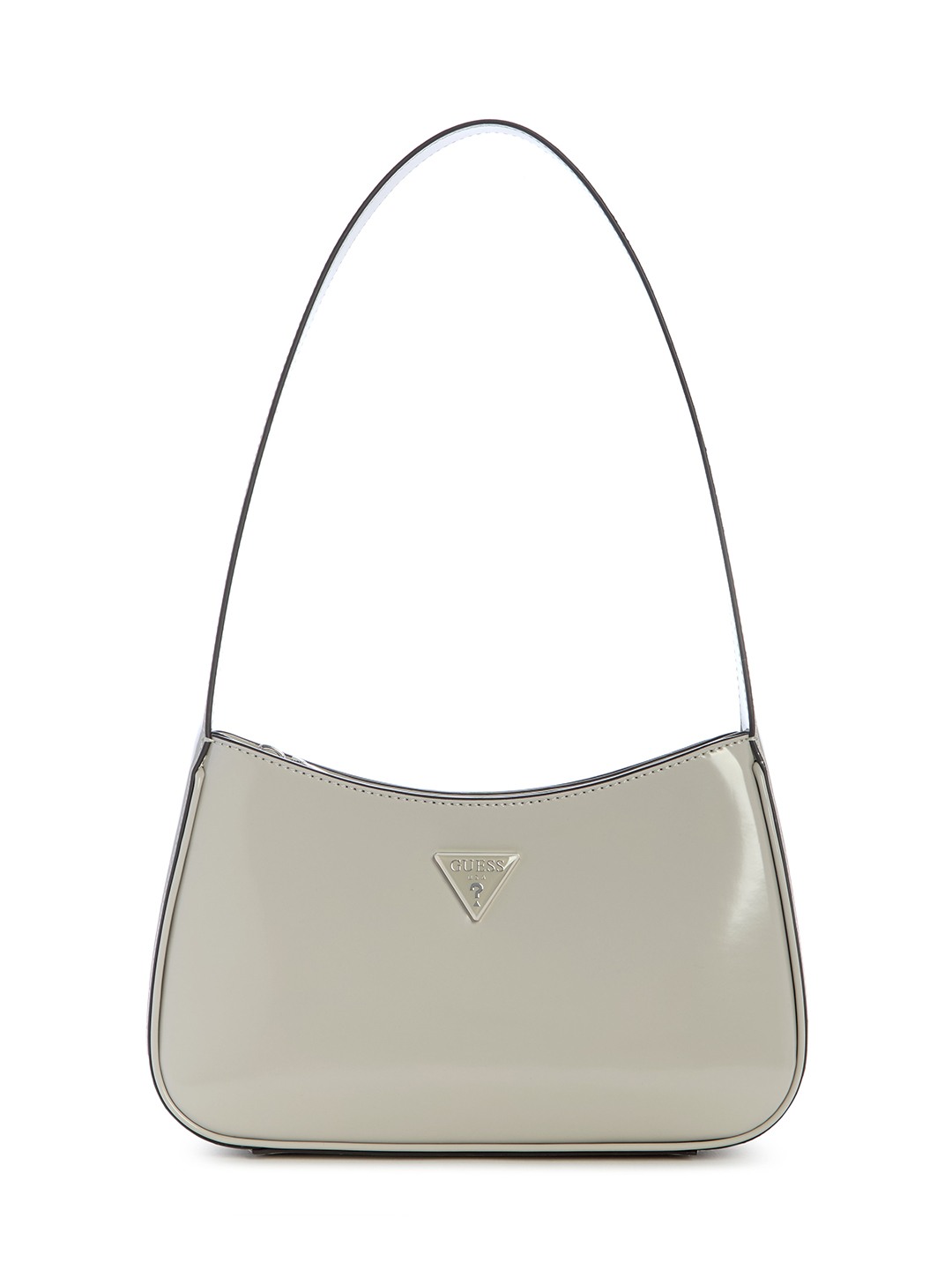 Light Taupe Solid Zipper Arnela Top Zip Shoulder Bag