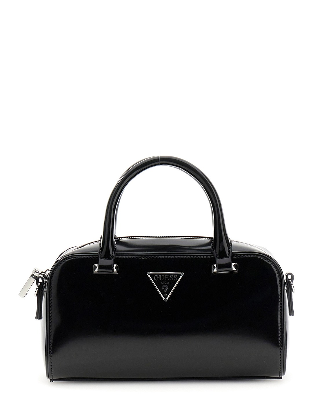 Black Solid Zipper Arnela Mini Satchel Bag