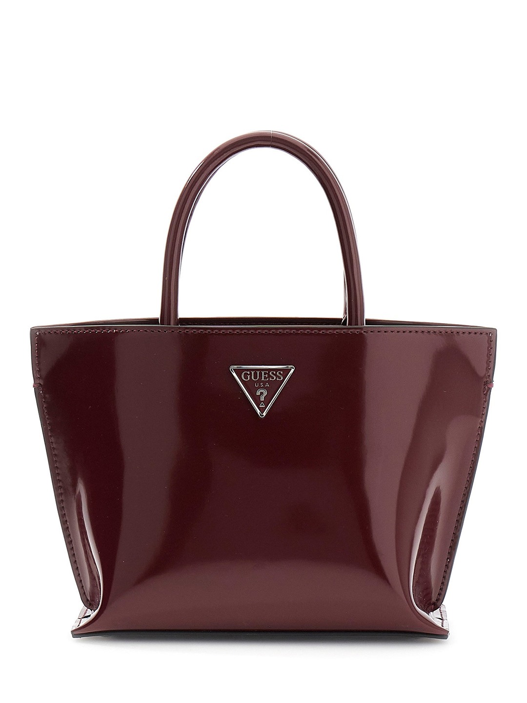 Burgundy Solid Zipper Arnela Mini Tote Bag