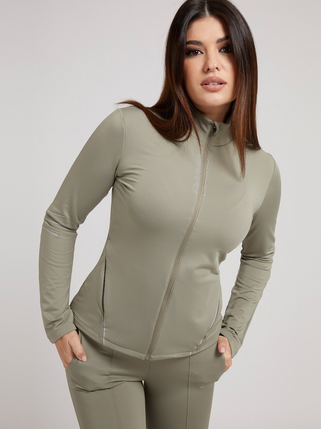 Green Solid High Neck Ellen Sweatshirt