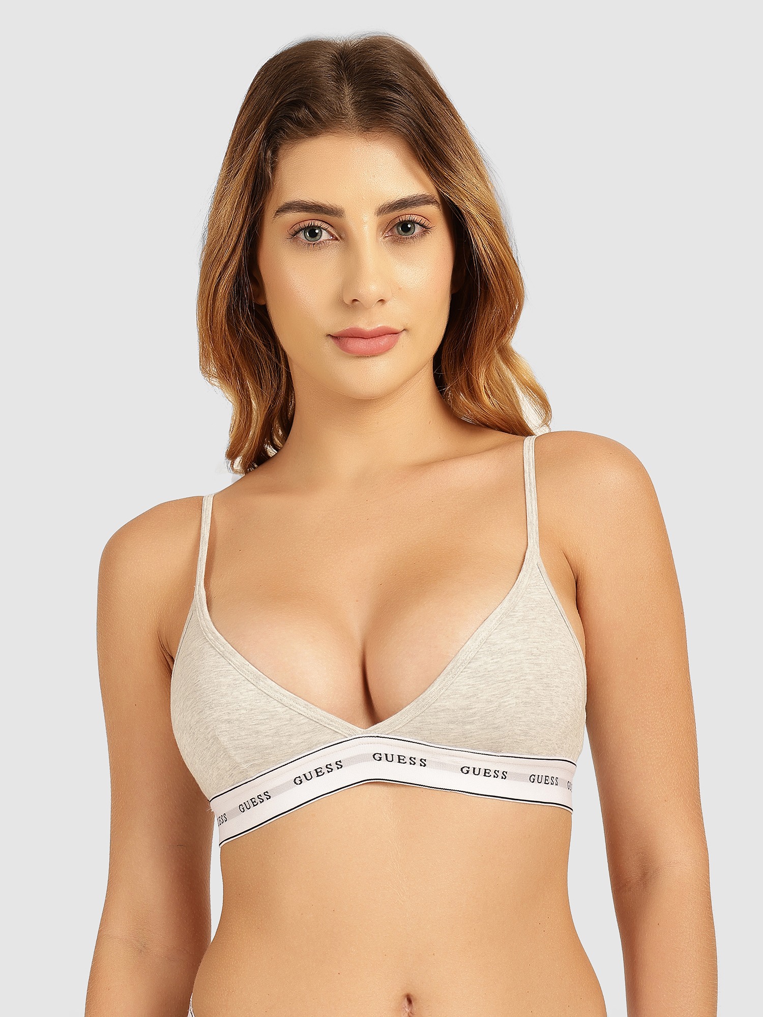 Guess Grey Cotton Carrie Triangle Bra