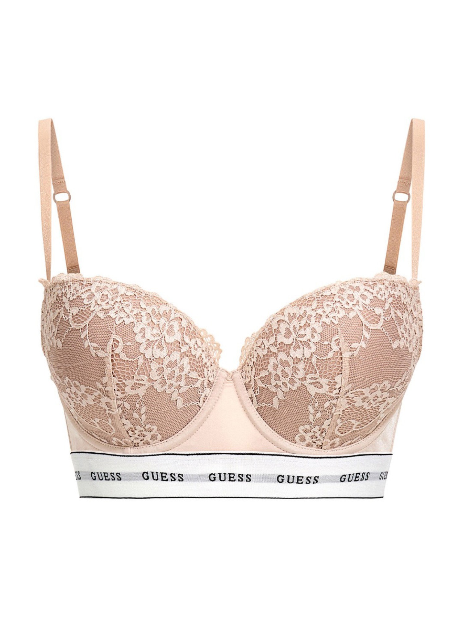 Guess Polyamide Self Design Brown Balconette Bra