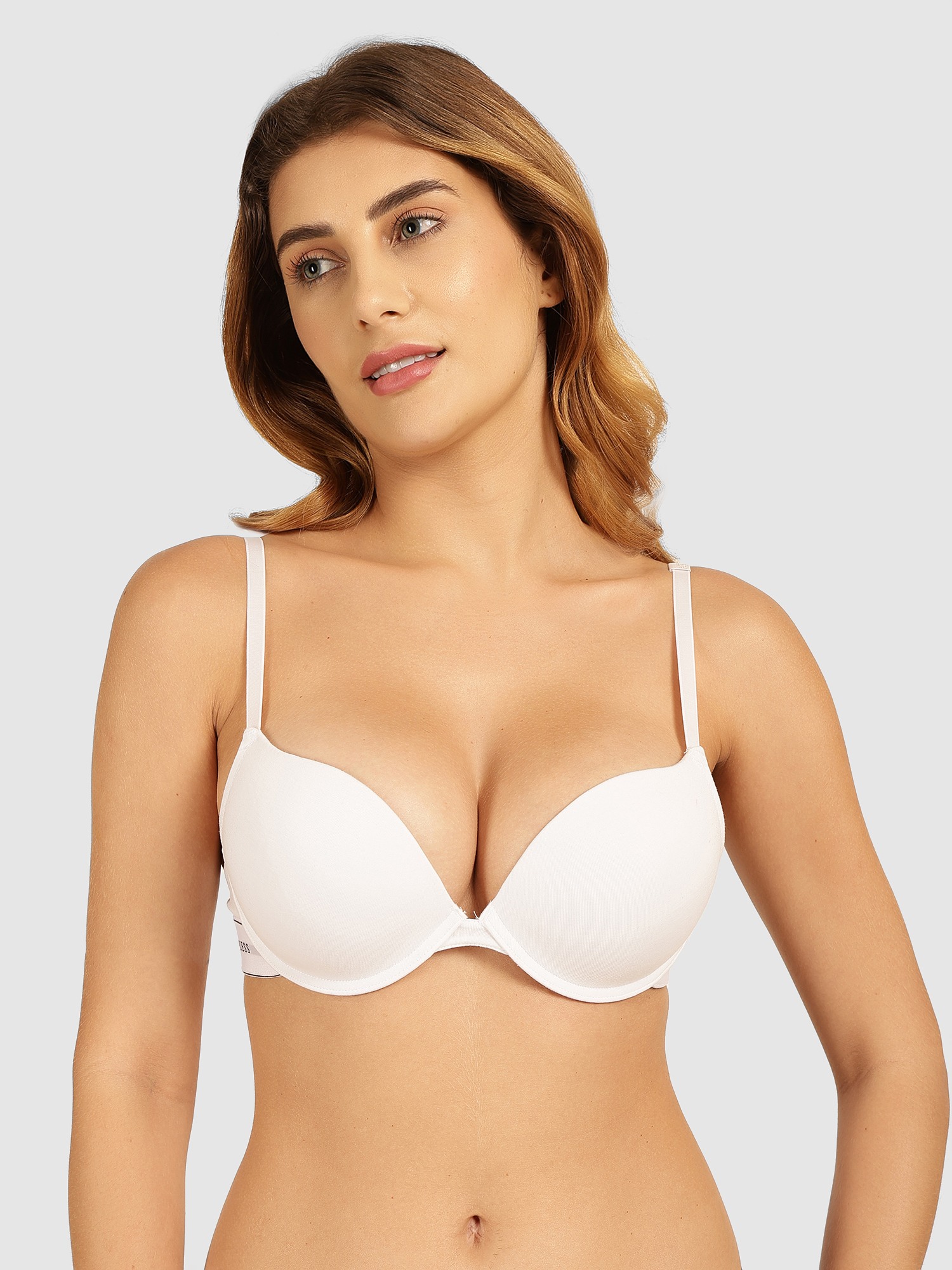 Guess White Cotton Carrie Push Up Bra