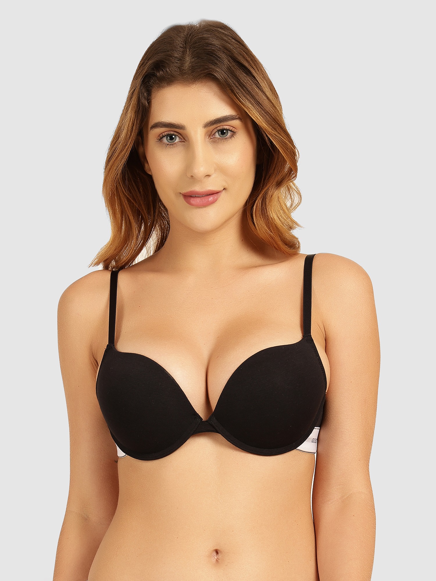 Guess Black Cotton Carrie Push Up Bra
