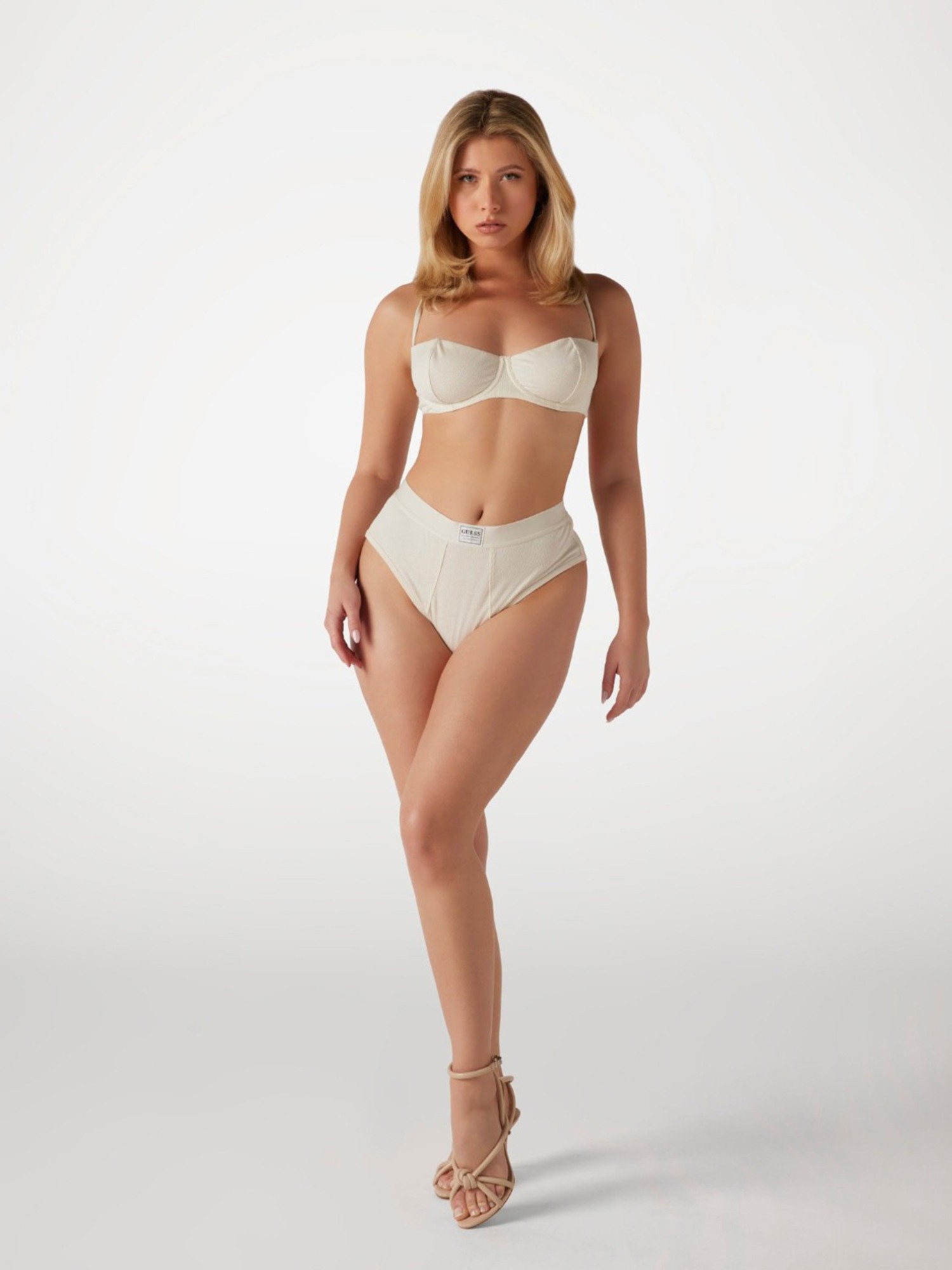 Guess Modal Solid Beige Tessa High Waist Brazilian Brief