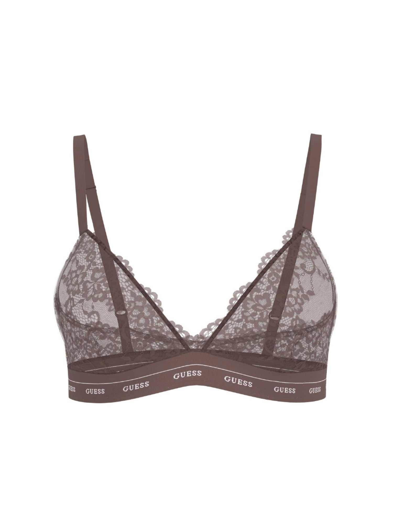Guess Polyamide  Self Design Triangle Brown Flowery Bra