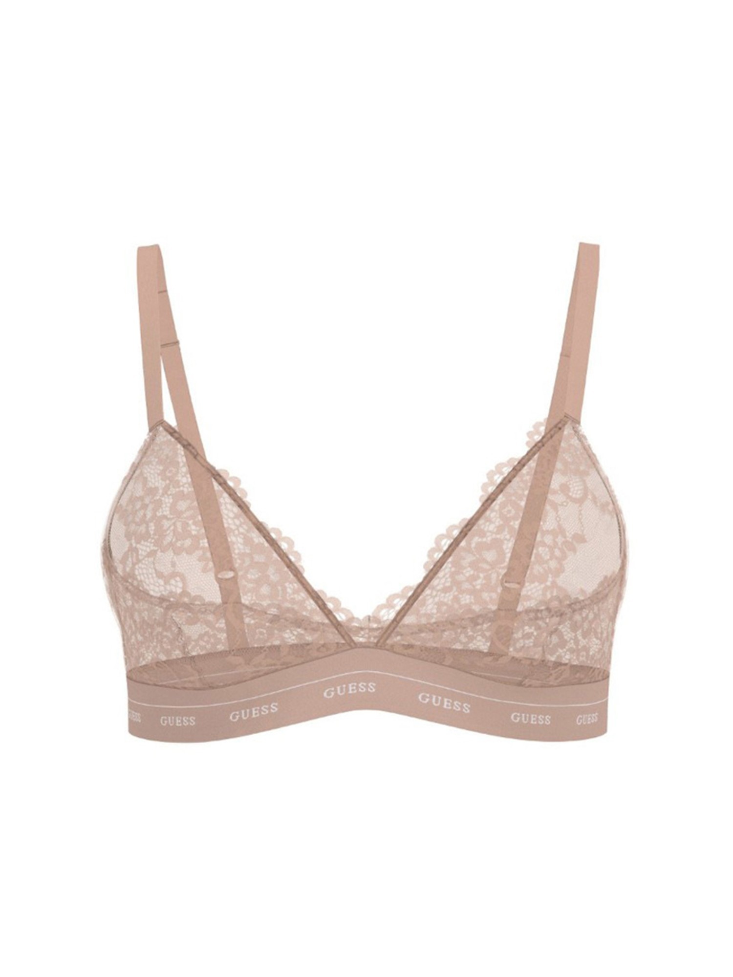 Guess Polyamide  Self Design Triangle Tan Flowery Bra