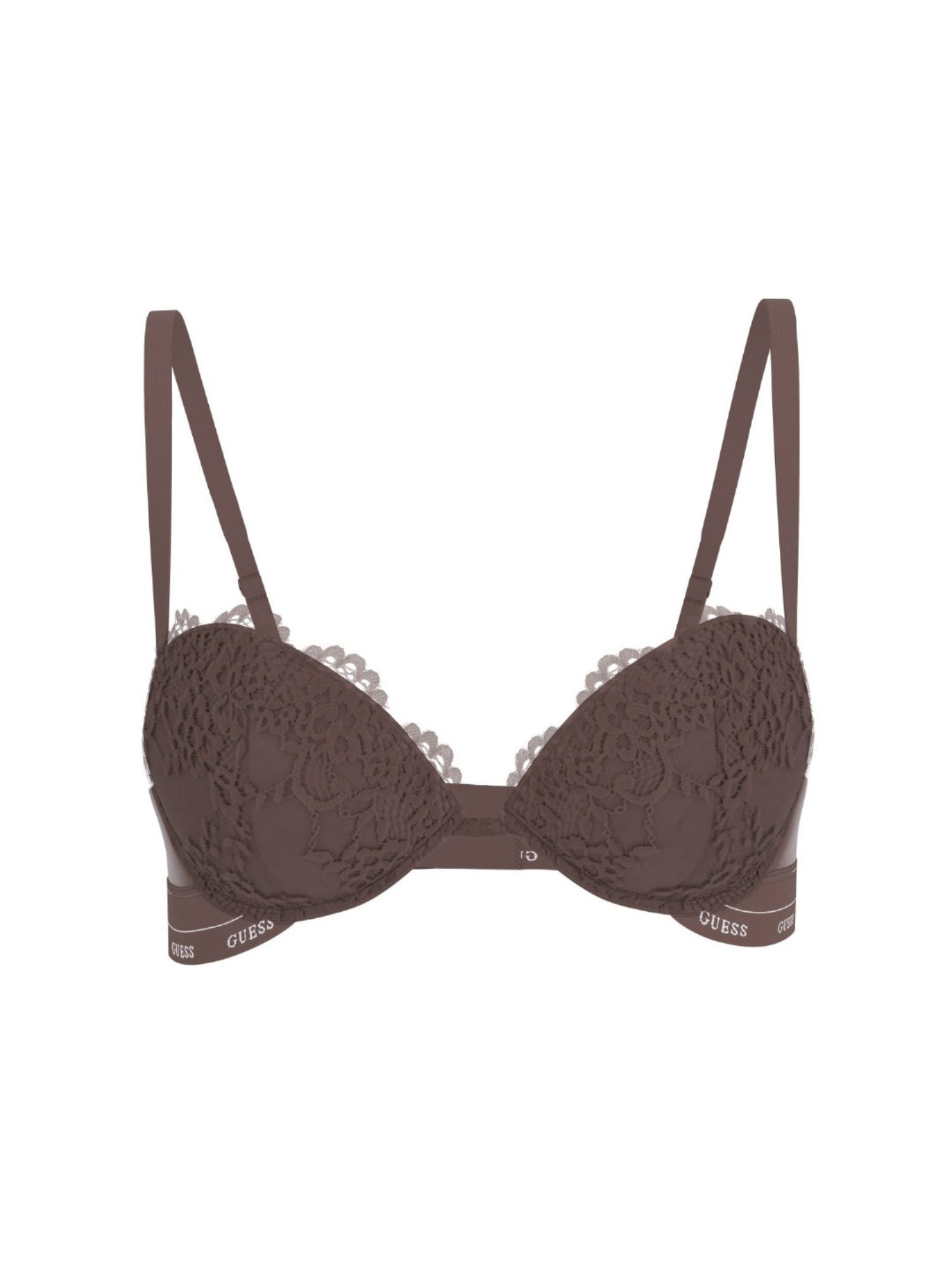 Guess Polyamide Self Design Brown Push Up Bra