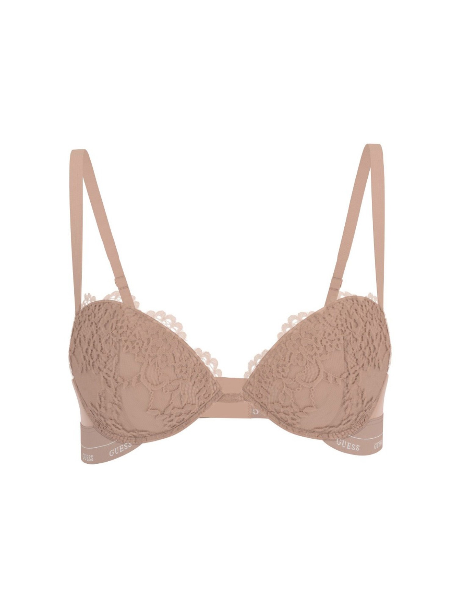 Guess Polyamide Self Design Tan Push Up Bra