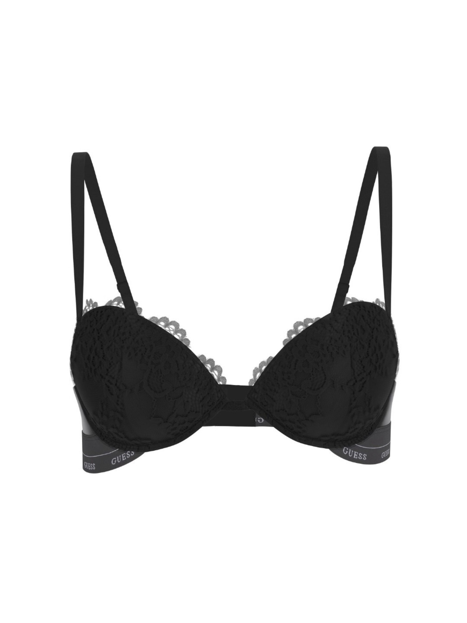 Guess Polyamide Self Design Black Push Up Bra