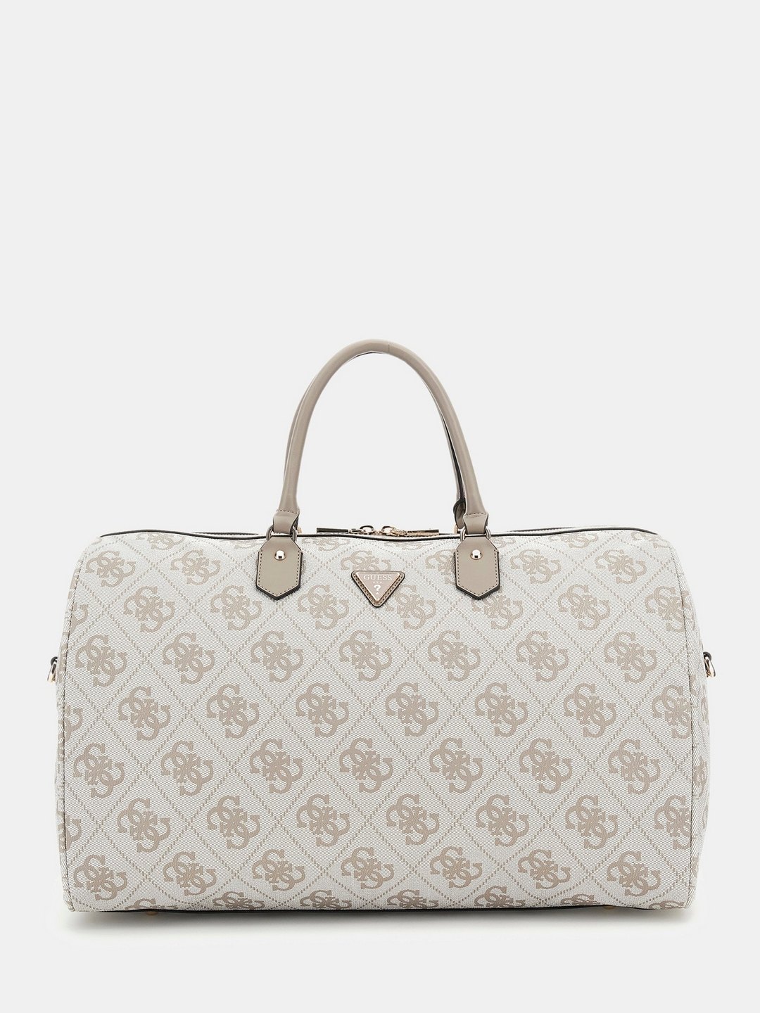 Guess Dark Taupe Logo Printed Berta Weekender Duffel Bag