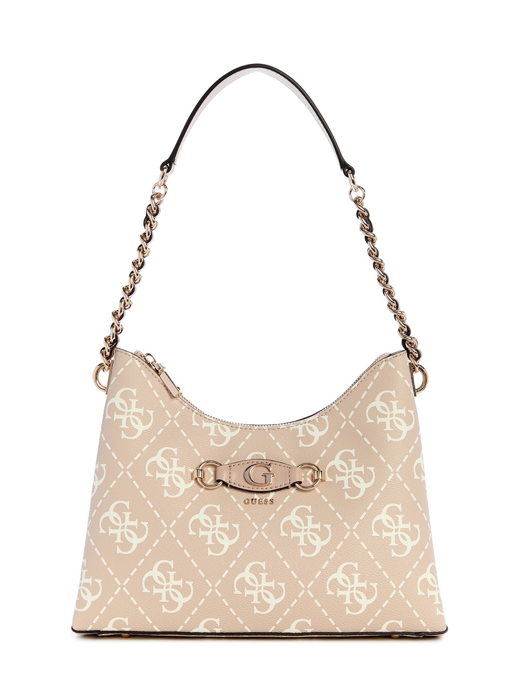 Sand Logo Printed Izzy Top Zip Shoulder Bag