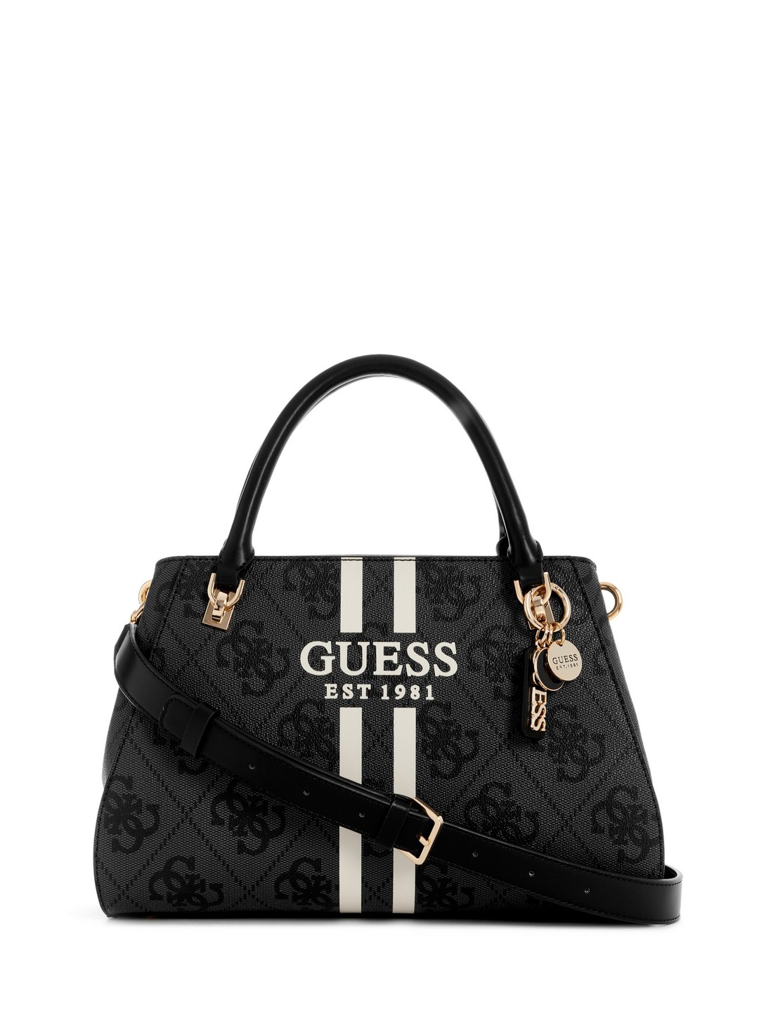 Guess Coal Logo Printed Noelle Luxury Satchel Bag