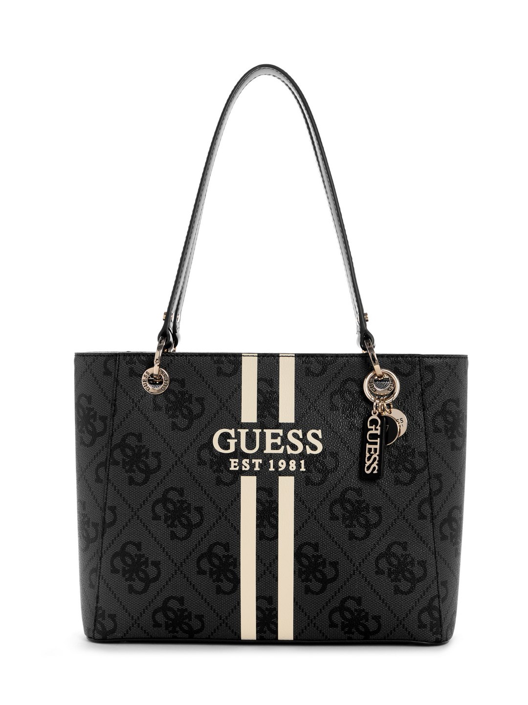 Guess Coal Logo Printed Noelle Small Tote Bag