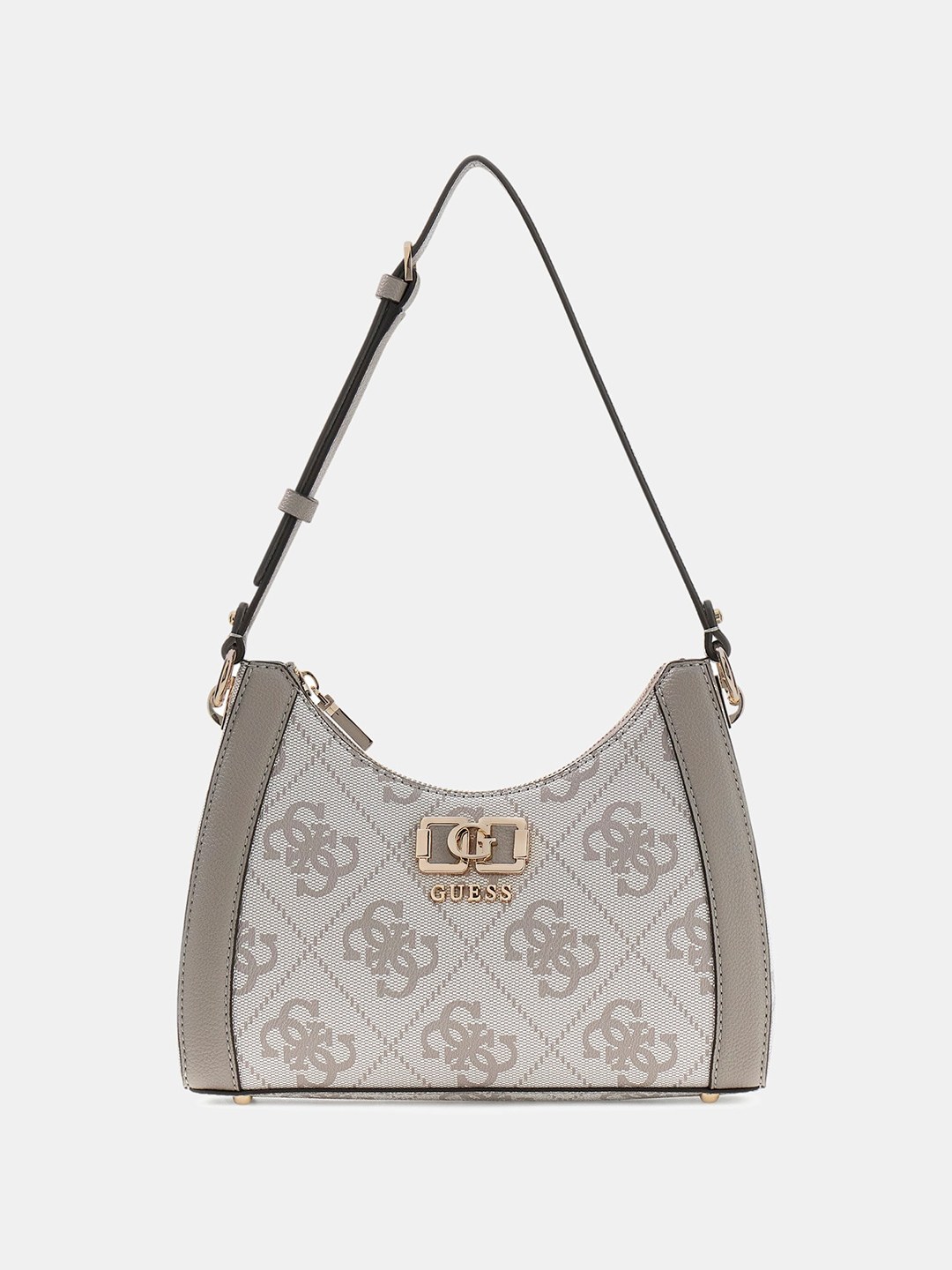 Dark Taupe Printed Zipper Karnilla Logo Shoulder Bag