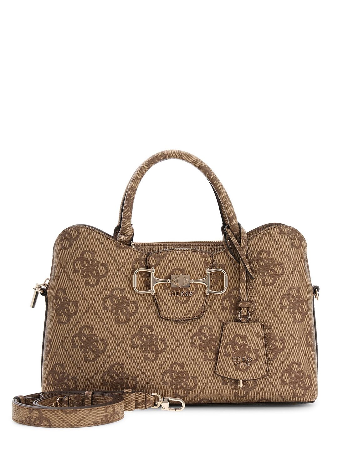 Women's Latte Printed Pu Janie Logo Girlfriend Satchel Bag