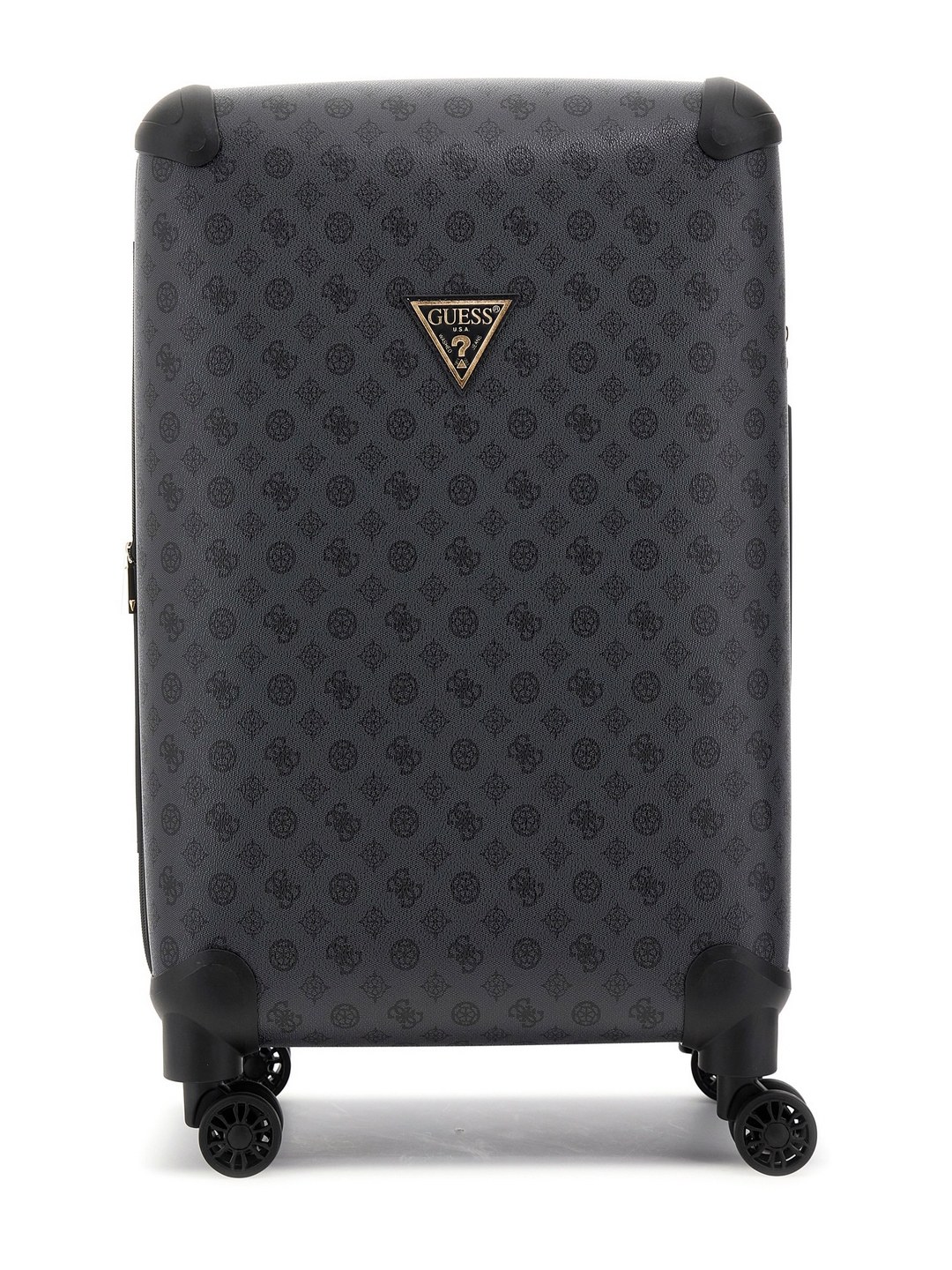 Charcoal Grey Printed Trolley Bag