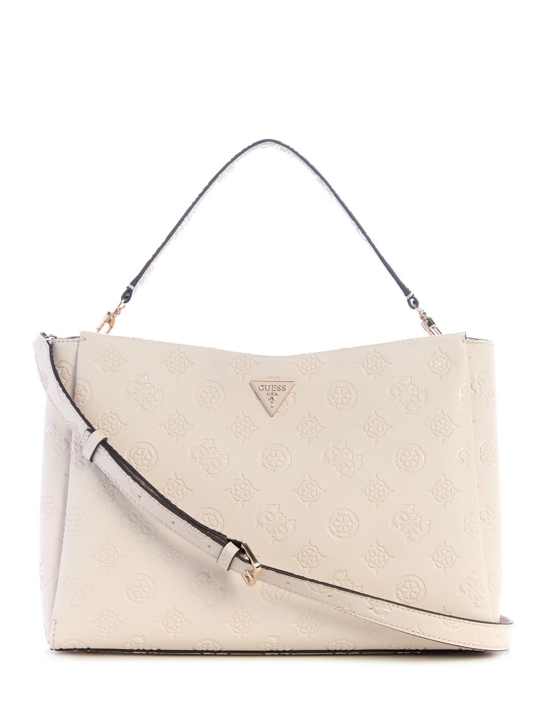 Stone Logo Embossed Monogram Tisha Large Girlfriend Satchel Bag