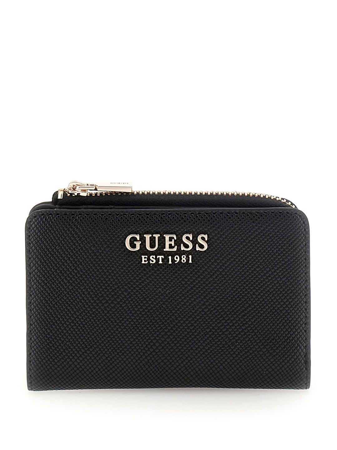 Guess Black Logo Printed Phoebe Zip Around Card Case Wallet
