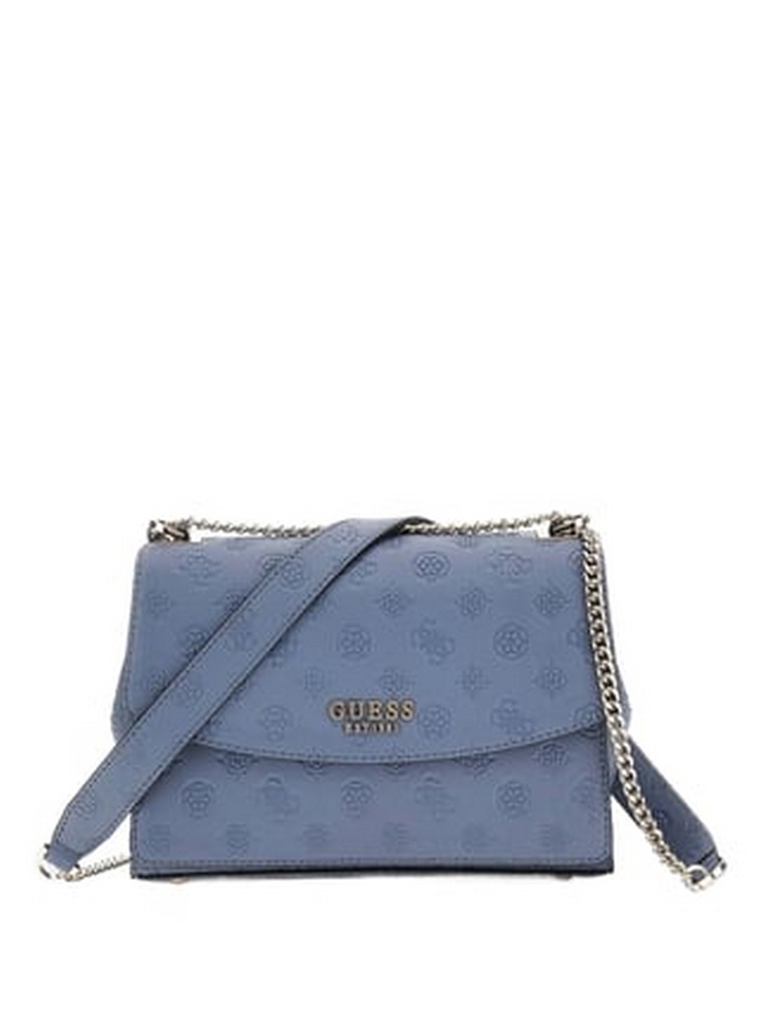 Guess Women Blue Geometric Detachable Strap Crossbody Bag