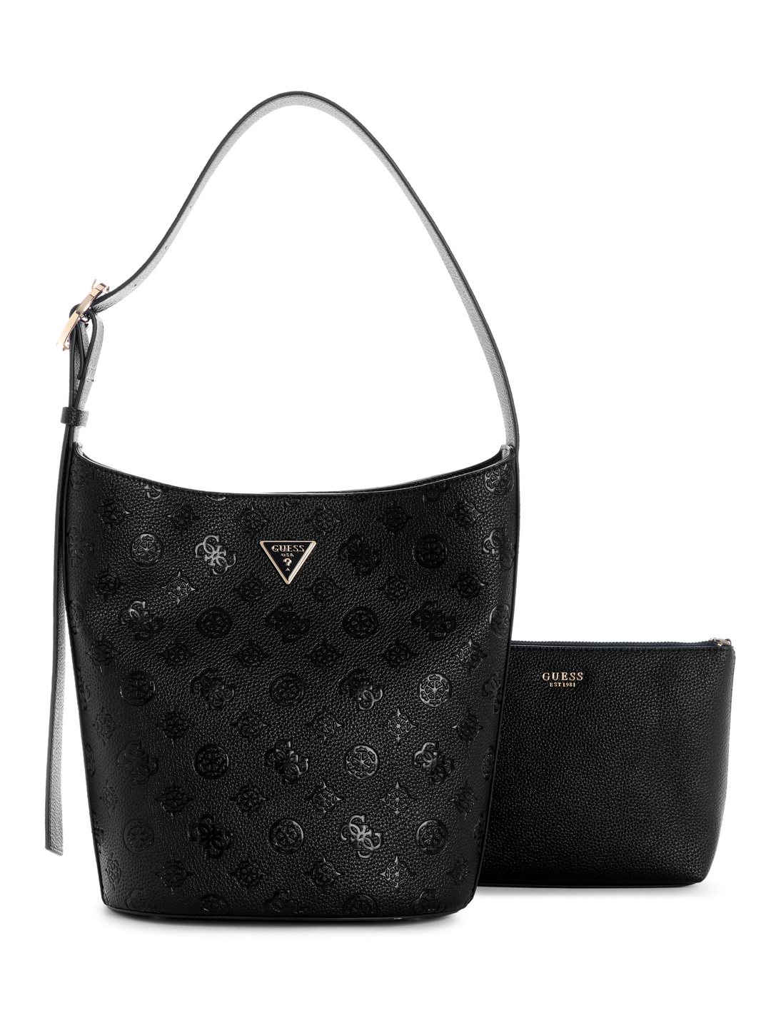 Black Logo Embossed Monogram Cresidia Bucket Bag With Inner Bag