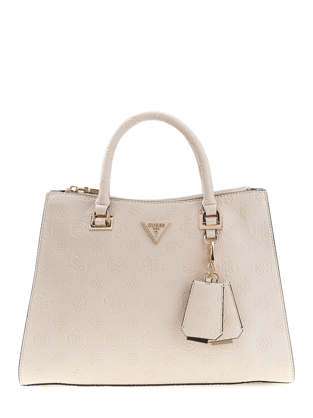 Off White Logo Embossed Zipper Cresidia Society Satchel Bag