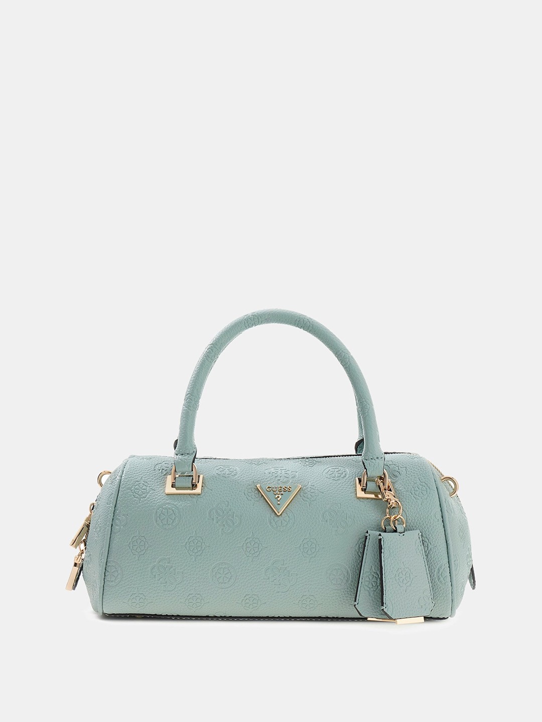 Light Sage Logo Textured Zipper Cresidia Box Satchel Bag