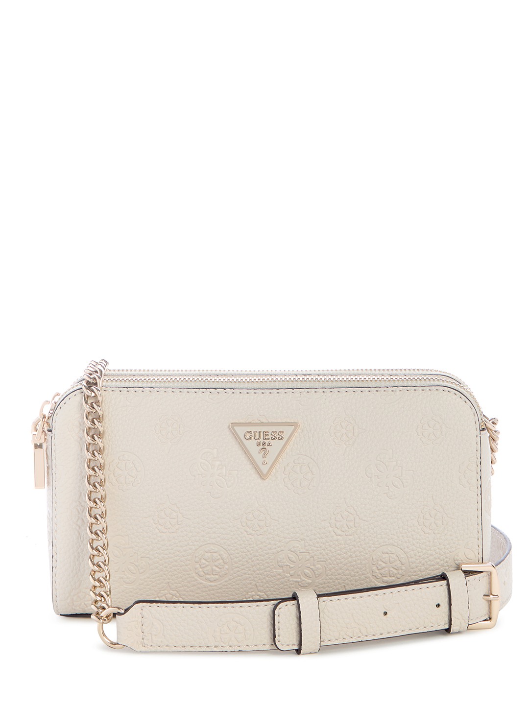 Off White Logo Textured Zipper Cresidia Status Crossbody Bag