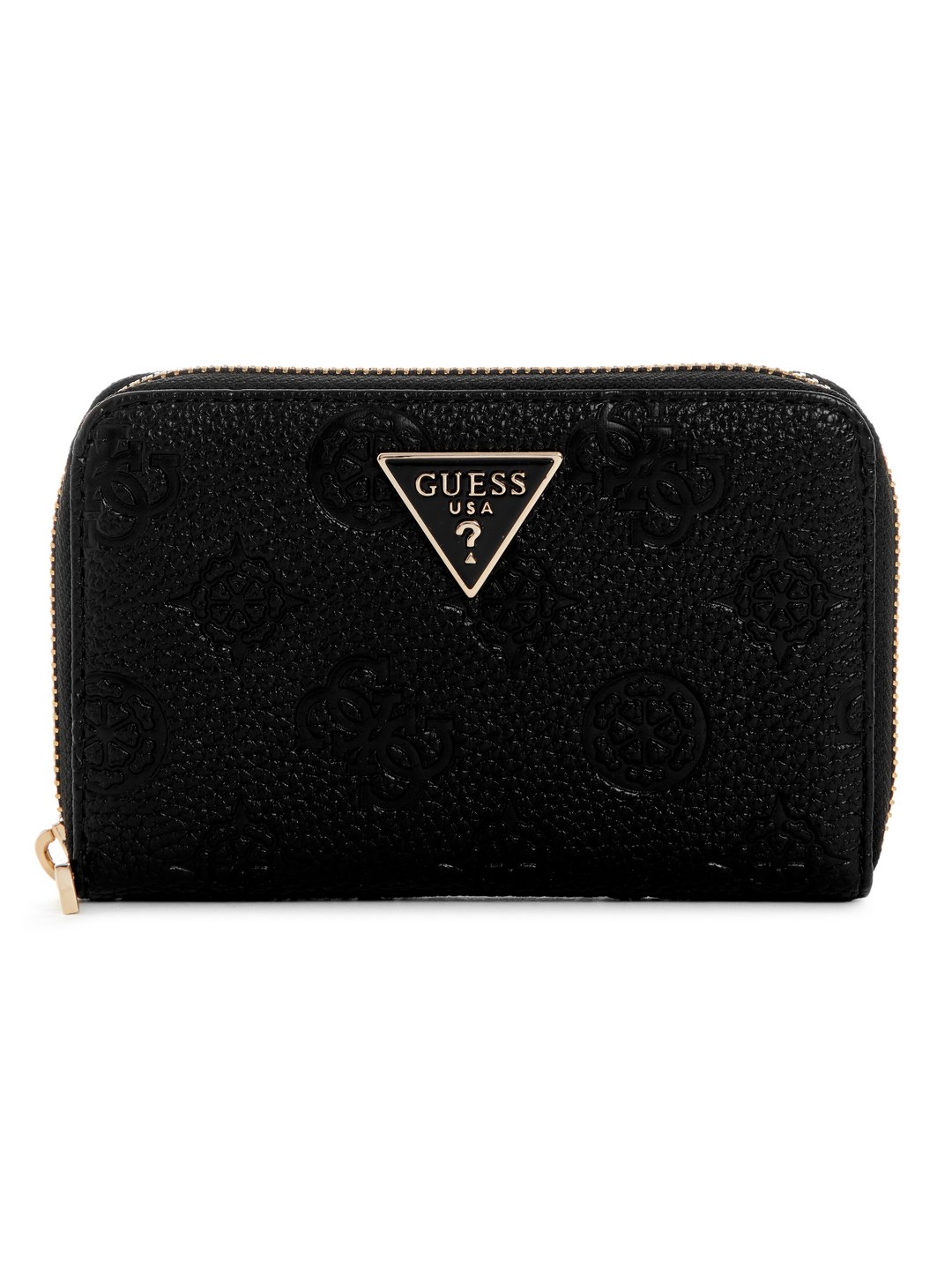 Black Logo Embossed Monogram Cresidia Zip Around Wallet
