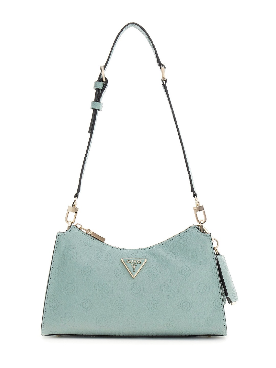 Light Sage Logo Embossed Zipper Cresidia Top Zip Shoulder Bag