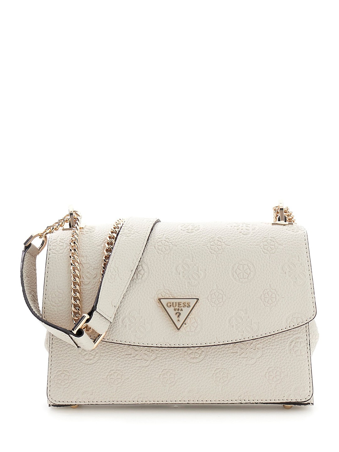 Off White Logo Embossed Magnetic Snap Cresidia Flap Crossbody Bag