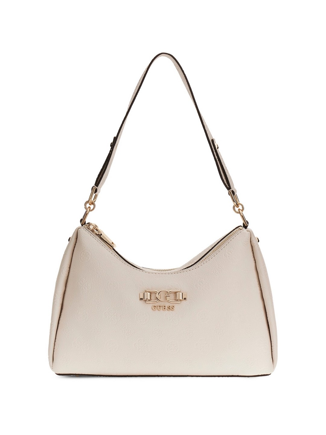Guess Off White Textured Logo Anise Shoulder Bag