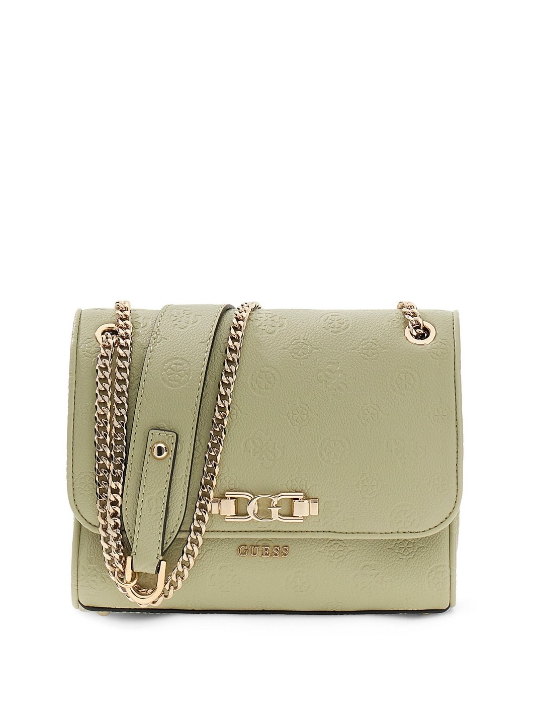 Guess Green Textured Logo Anise Convertible Crossbody Bag