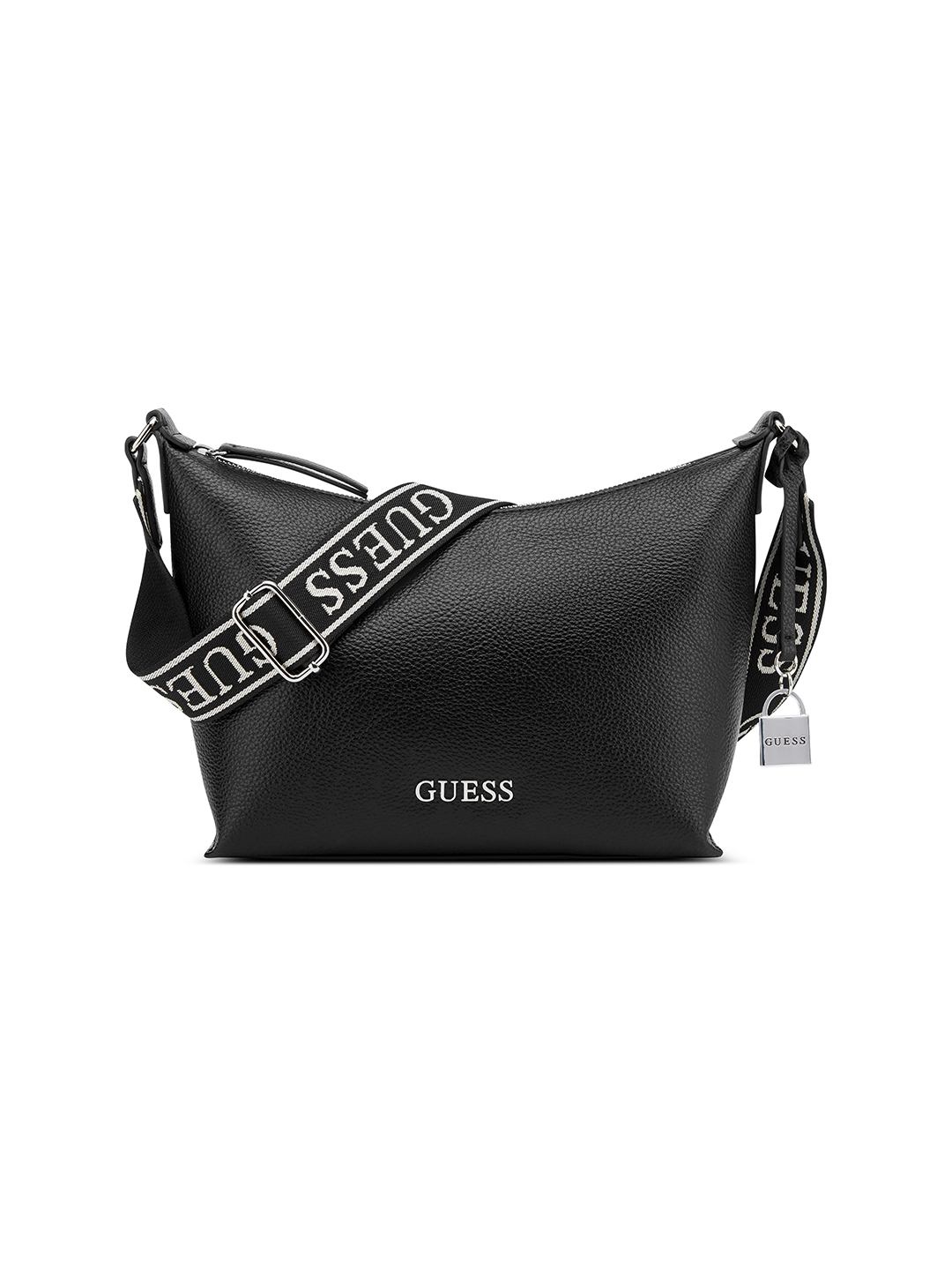 Black Solid Zipper Maleena Convertible Top Zip Shoulder Bag