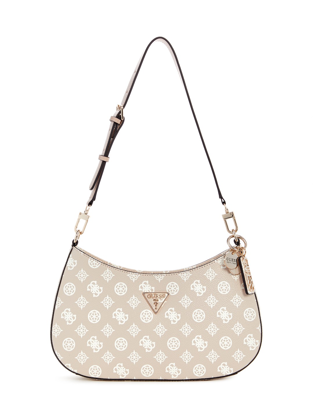 Sand Logo Printed Noelle Top Zip Shoulder Bag