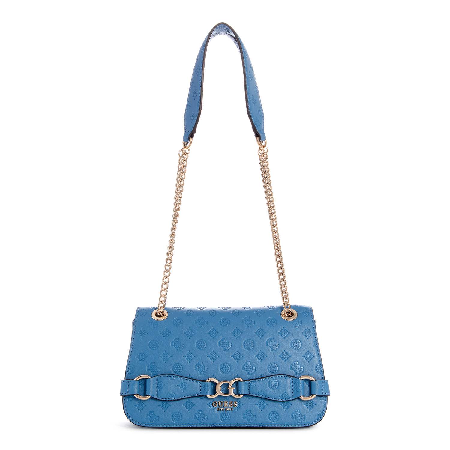 Guess Women's Blue PU Logo Shoulder Bag