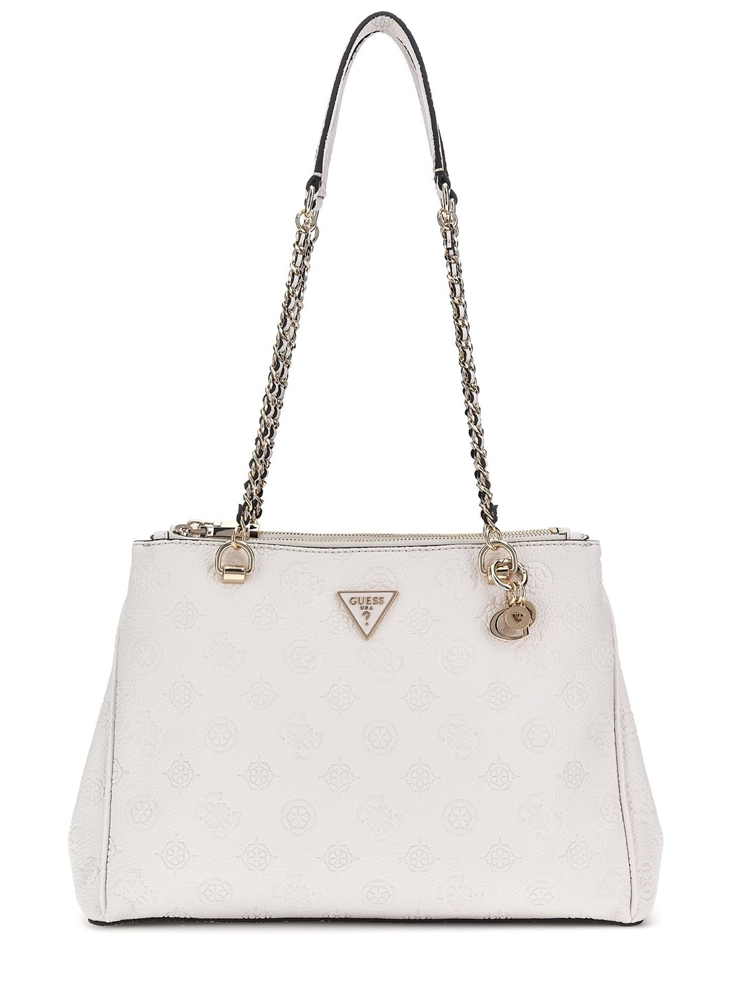 Guess Off White Textured Cresidia Status Satchel Bag