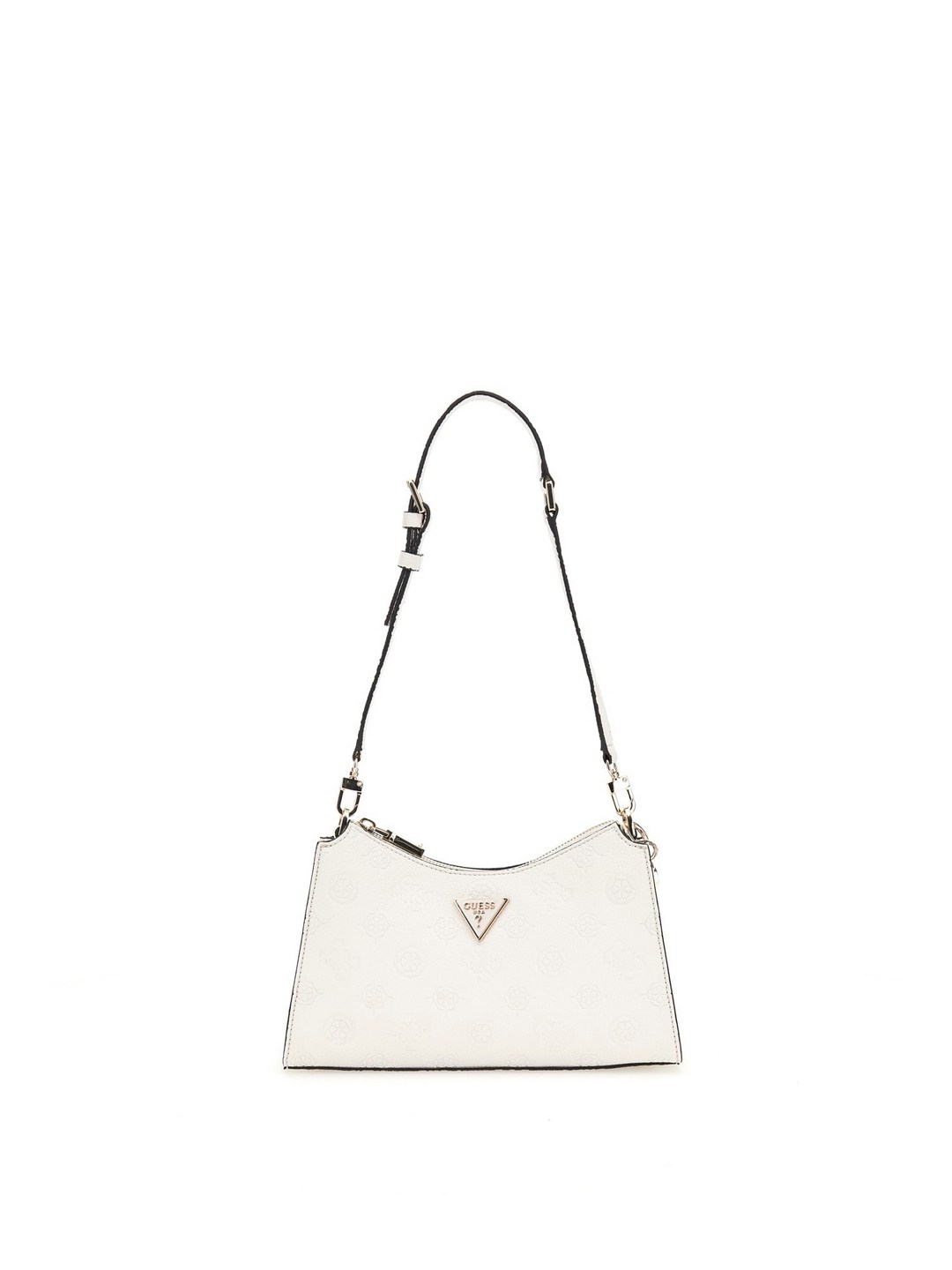 Guess Off White Textured Cresidia Top Zip Shoulder Bag