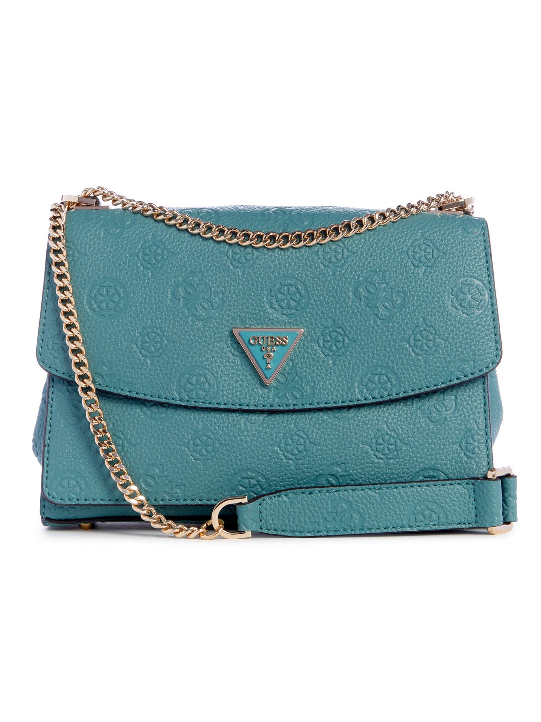 Teal Blue Textured Crossbody Bag