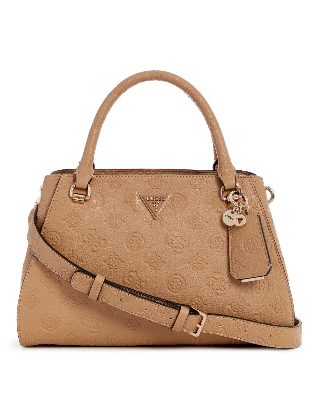 Guess Beige Textured Cresidia Luxury Satchel Bag