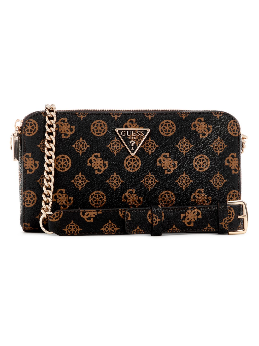 Guess Mocha Logo Printed Daryna Status Crossbody Bag